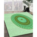 Patterned Green Rug in Family Room, pat2640grn