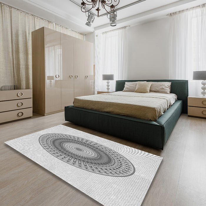 Patterned Platinum Gray Rug in a Bedroom, pat2640gry