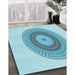 Patterned Blue Rug in Family Room, pat2640lblu