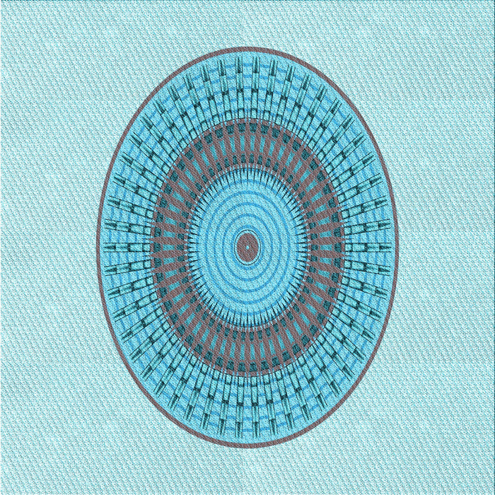 Round Patterned Blue Rug, pat2640lblu