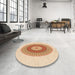 Round Patterned Golden Blonde Gold Rug in a Office, pat2640org