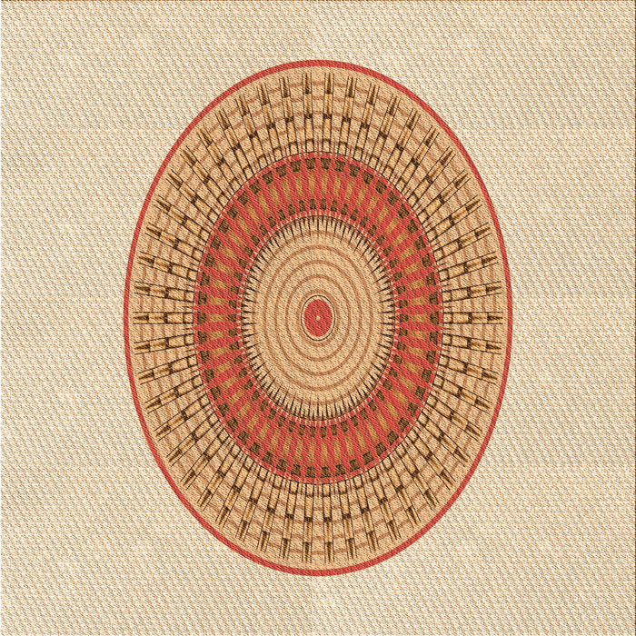 Round Patterned Golden Blonde Gold Rug, pat2640org