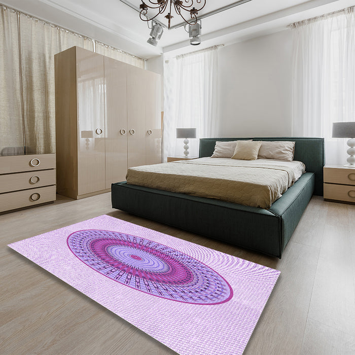 Round Machine Washable Transitional Purple Rug in a Office, wshpat2640pur