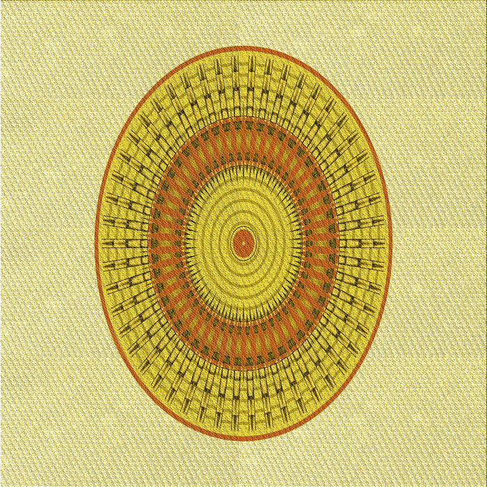 Round Patterned Caramel Brown Rug, pat2640yw