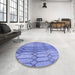 Round Patterned Sky Blue Rug in a Office, pat2641blu