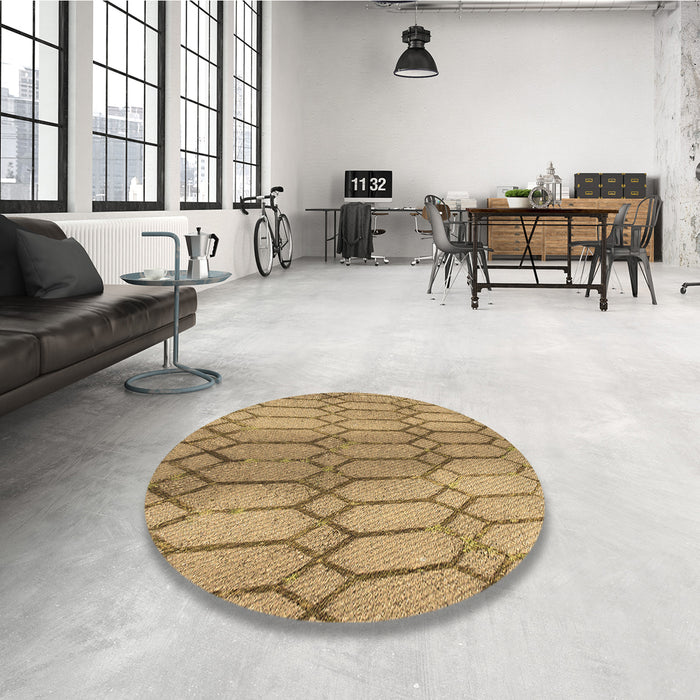 Round Patterned Orange Rug in a Office, pat2641brn