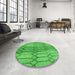 Round Patterned Neon Green Rug in a Office, pat2641grn