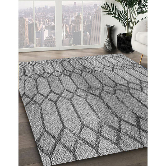 Patterned Cloud Gray Rug in Family Room, pat2641gry