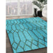 Machine Washable Transitional Bright Turquoise Blue Rug in a Family Room, wshpat2641lblu