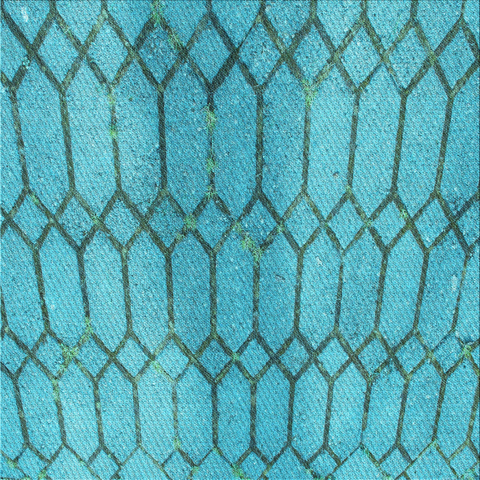 Round Machine Washable Transitional Bright Turquoise Blue Rug, wshpat2641lblu