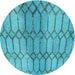 Square Patterned Bright Turquoise Blue Rug, pat2641lblu