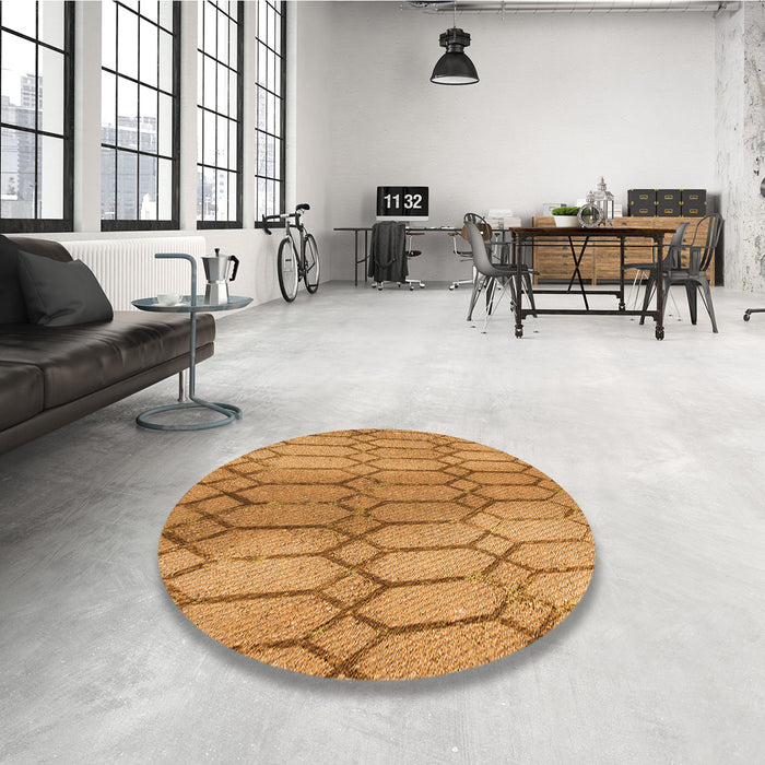 Round Patterned Orange Rug in a Office, pat2641org