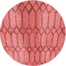 Square Patterned Ruby Red Rug, pat2641rd