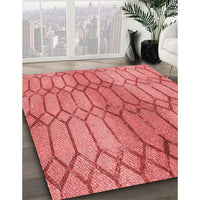 Patterned Ruby Red Rug, pat2641rd