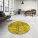 Round Patterned Dark Bisque Brown Rug in a Office, pat2641yw