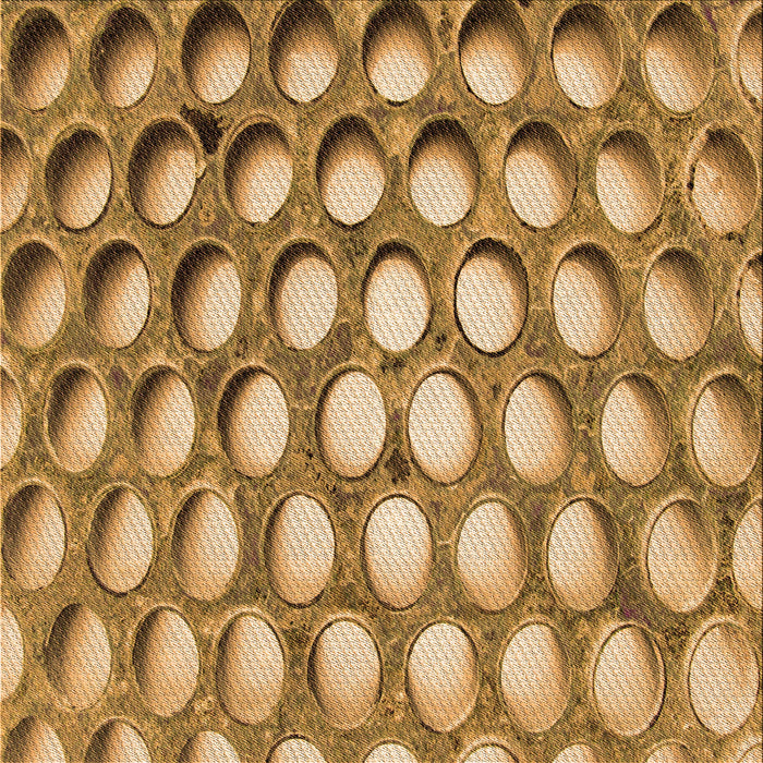 Round Patterned Orange Rug, pat2642org