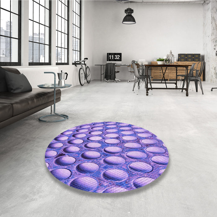 Round Patterned Bright Lilac Purple Rug in a Office, pat2642pur