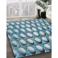 Patterned Sky Blue Novelty Rug, pat2642