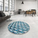 Round Patterned Sky Blue Novelty Rug in a Office, pat2642