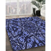 Machine Washable Transitional Night Blue Rug in a Family Room, wshpat2643blu