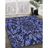 Patterned Night Blue Rug, pat2643blu