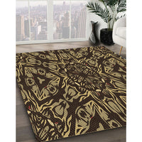 Patterned Black Brown Rug, pat2643brn