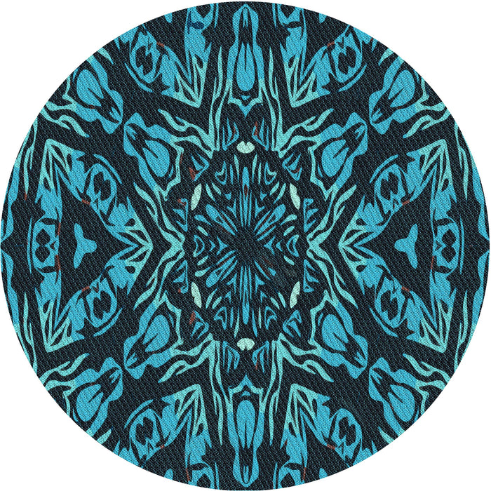 Square Machine Washable Transitional Dark Turquoise Green Rug in a Living Room, wshpat2643lblu