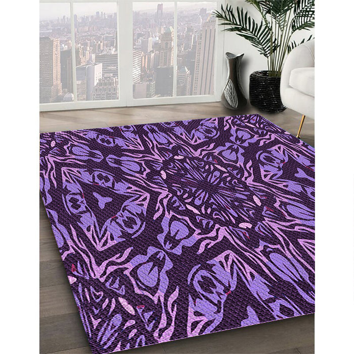 Patterned Purple Rug in Family Room, pat2643pur