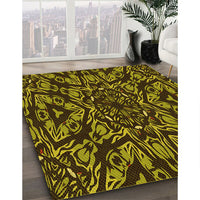 Patterned Black Brown Rug, pat2643yw