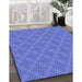 Patterned Sky Blue Rug in Family Room, pat2644blu