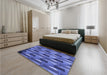 Patterned Sky Blue Rug in a Bedroom, pat2645blu