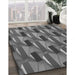 Machine Washable Transitional Black Rug in a Family Room, wshpat2645gry