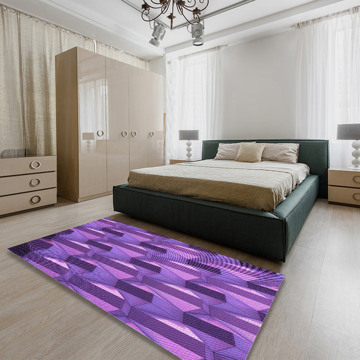 Patterned Amethyst Purple Rug in a Bedroom, pat2645pur