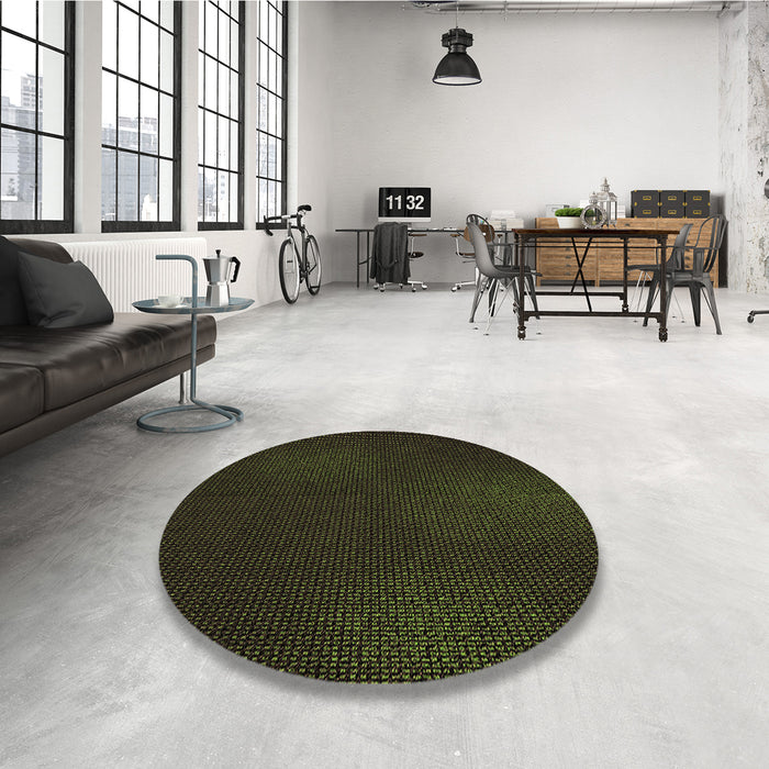 Round Patterned Black Rug in a Office, pat2646brn