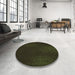 Round Patterned Black Rug in a Office, pat2646brn