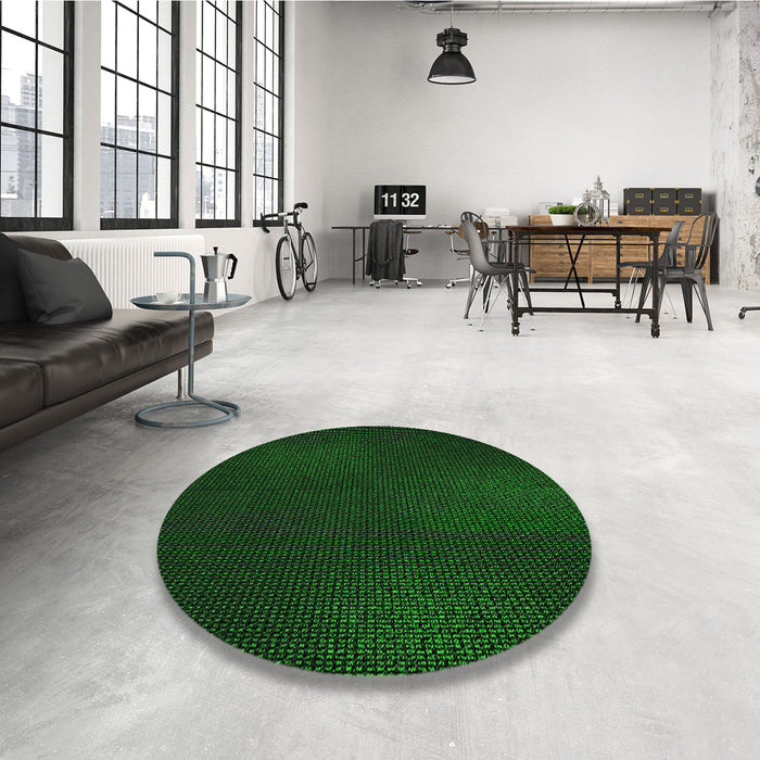 Round Patterned Green Rug in a Office, pat2646grn