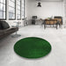 Round Patterned Green Rug in a Office, pat2646grn