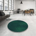 Round Patterned Black Rug in a Office, pat2646lblu