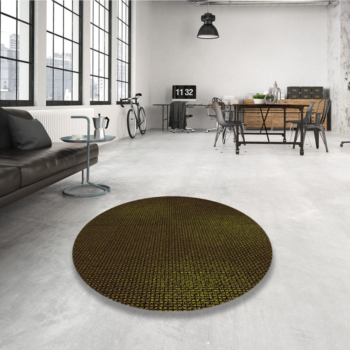Round Patterned Dark Bronze Brown Rug in a Office, pat2646org