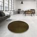 Round Patterned Dark Bronze Brown Rug in a Office, pat2646org