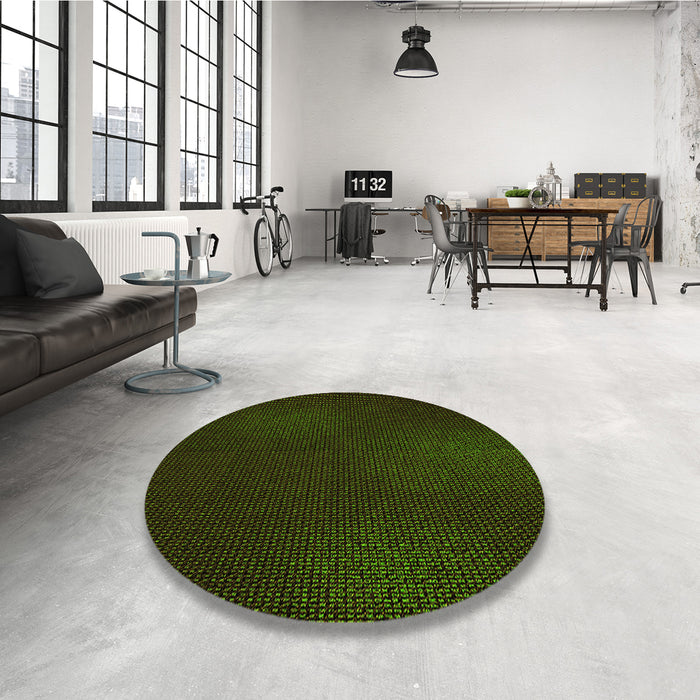 Round Patterned Black Rug in a Office, pat2646yw