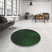 Round Patterned Black Novelty Rug in a Office, pat2646