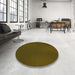 Round Patterned Olive Green Rug in a Office, pat2647grn