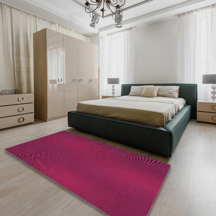Patterned Raspberry Red Rug in a Bedroom, pat2647pur