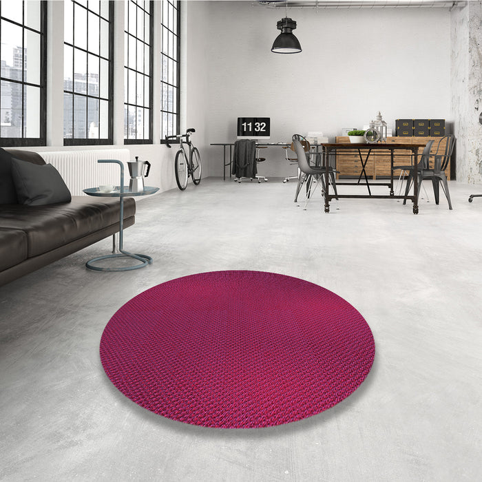 Round Patterned Raspberry Red Rug in a Office, pat2647pur