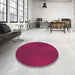 Round Patterned Raspberry Red Rug in a Office, pat2647pur
