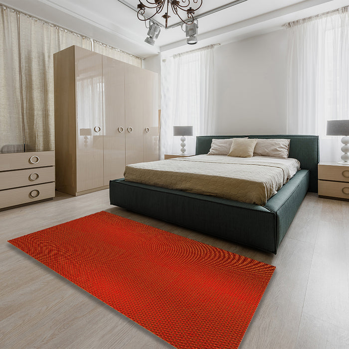 Patterned Red Rug in a Bedroom, pat2647yw