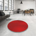 Round Machine Washable Transitional Fire Red Rug in a Office, wshpat2647