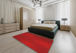 Patterned Red Novelty Rug in a Bedroom, pat2647