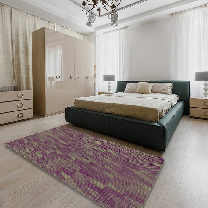Patterned Dark Almond Brown Rug in a Bedroom, pat2648brn